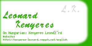 leonard kenyeres business card